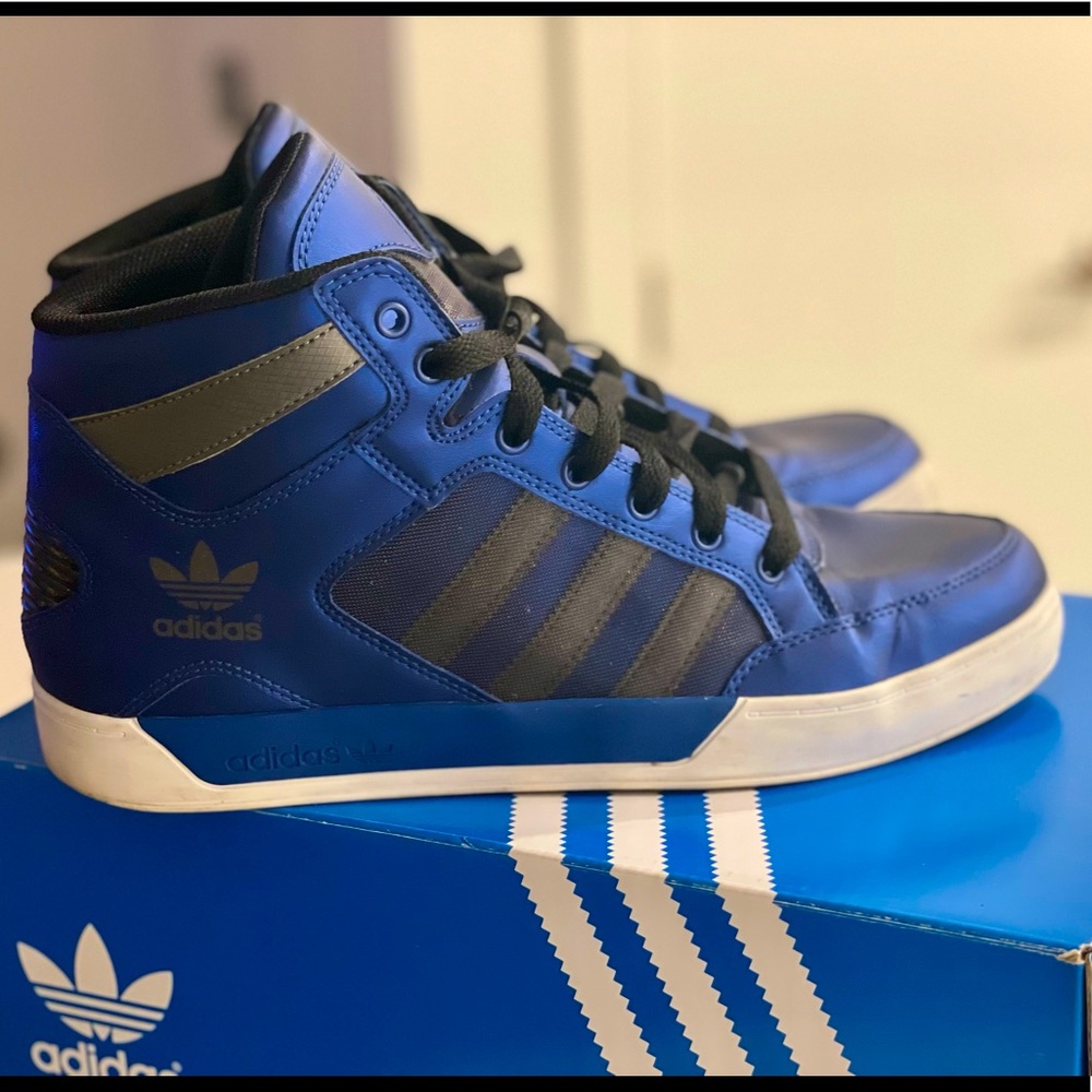 Vintage Mens Adidas hard Court Metallic Blue High Tops